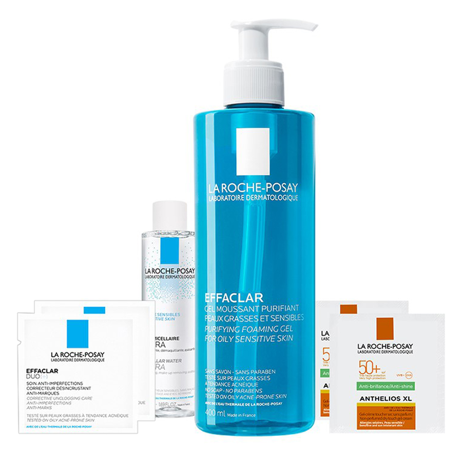 Bộ Sản Phẩm Làm Sạch Và Bảo Vệ Da Dầu Nhạy Cảm La Roche-Posay Effaclar Gel (400ml)