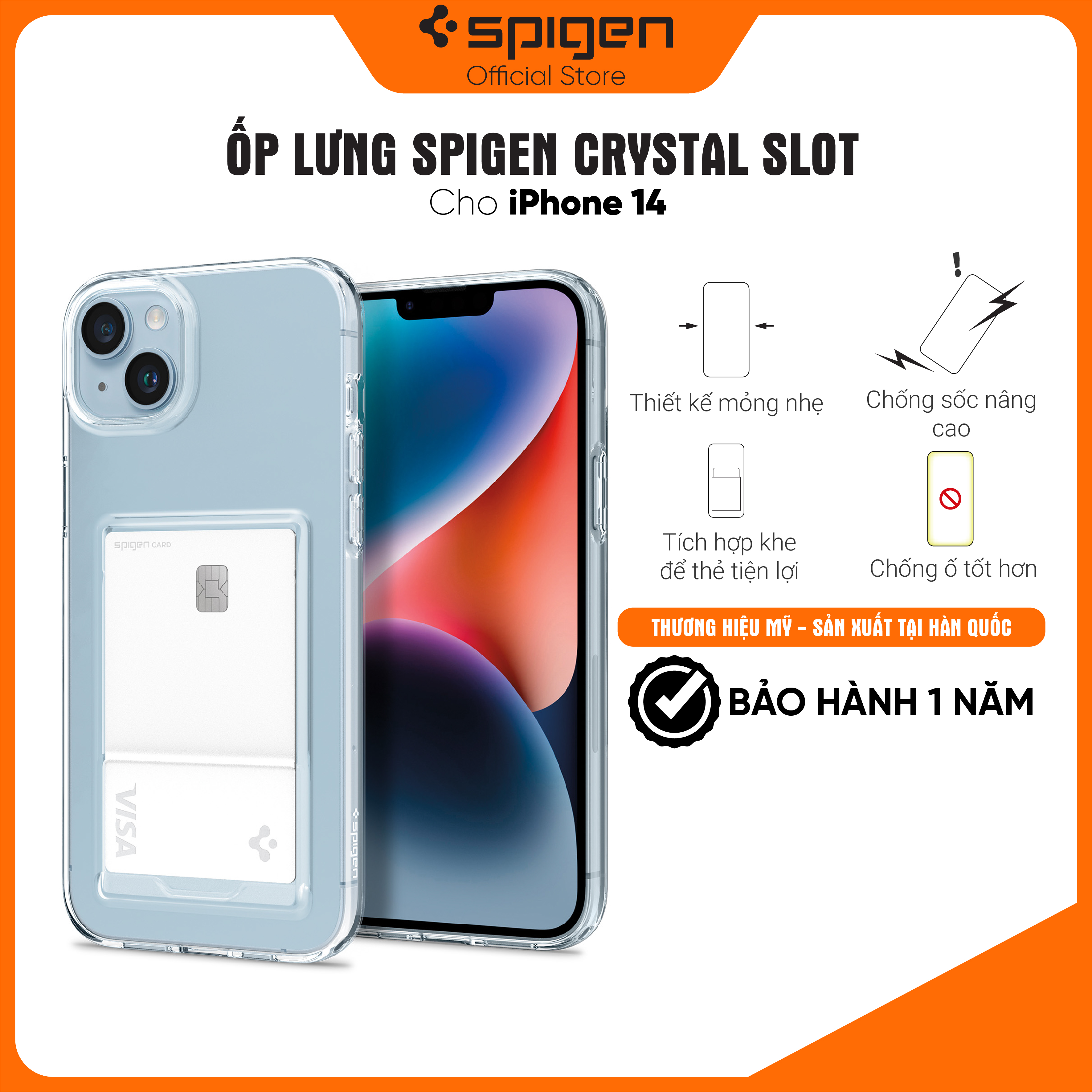 Ốp lưng dành cho Iphone series 14 Spigen CrystaI Slot  - hàng chính hãng