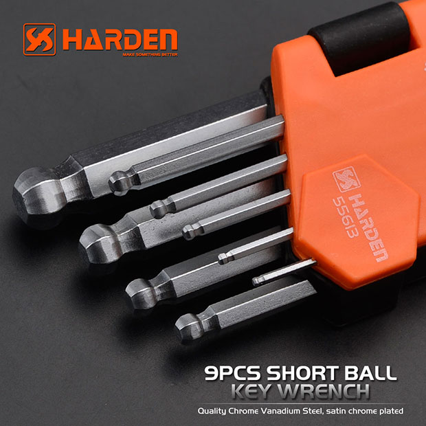 Bộ Lục Giác Đầu Bi 09 Chi Tiết HARDEN 540603 Loại Ngắn, Hàng Chính Hãng, Được Làm Từ Chất Liệu Thép Chrome Vanadium, Độ Cứng Cao. Sản Phẩm Đựng Trong Vỉ Nhựa Tiện Lợi Và Bền Đẹp. Thông số kỹ thuật : 1,5、2、2,5、3、4、5、6、8、10mm