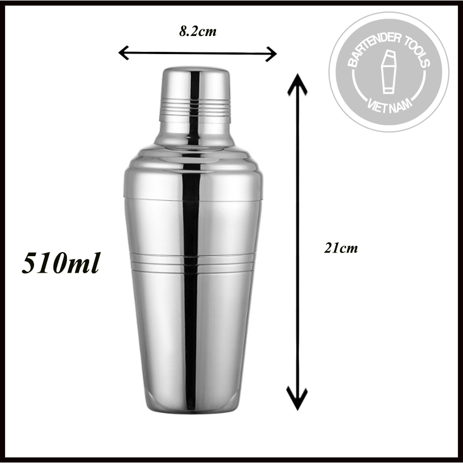 Shaker inox 304  dạng thoi 510ml