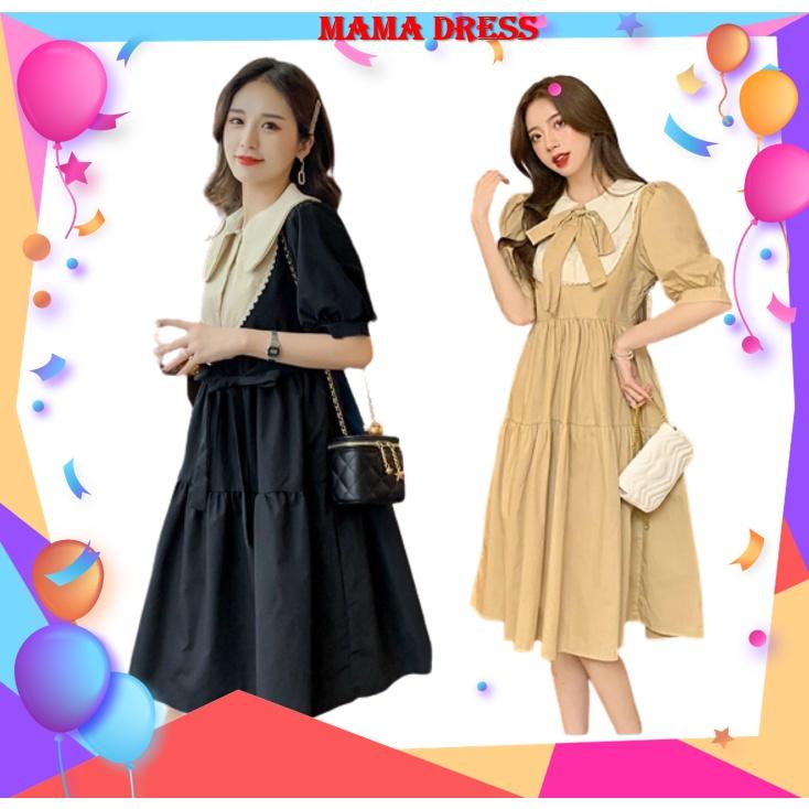 Váy bầu đen Đầm bầu thiết kế THỜI TRANG CÔNG SỞ đẹp giá rẻ DÁNG SUÔNG điều chỉnh bụng DÂY ĐAI sành điệu V54
