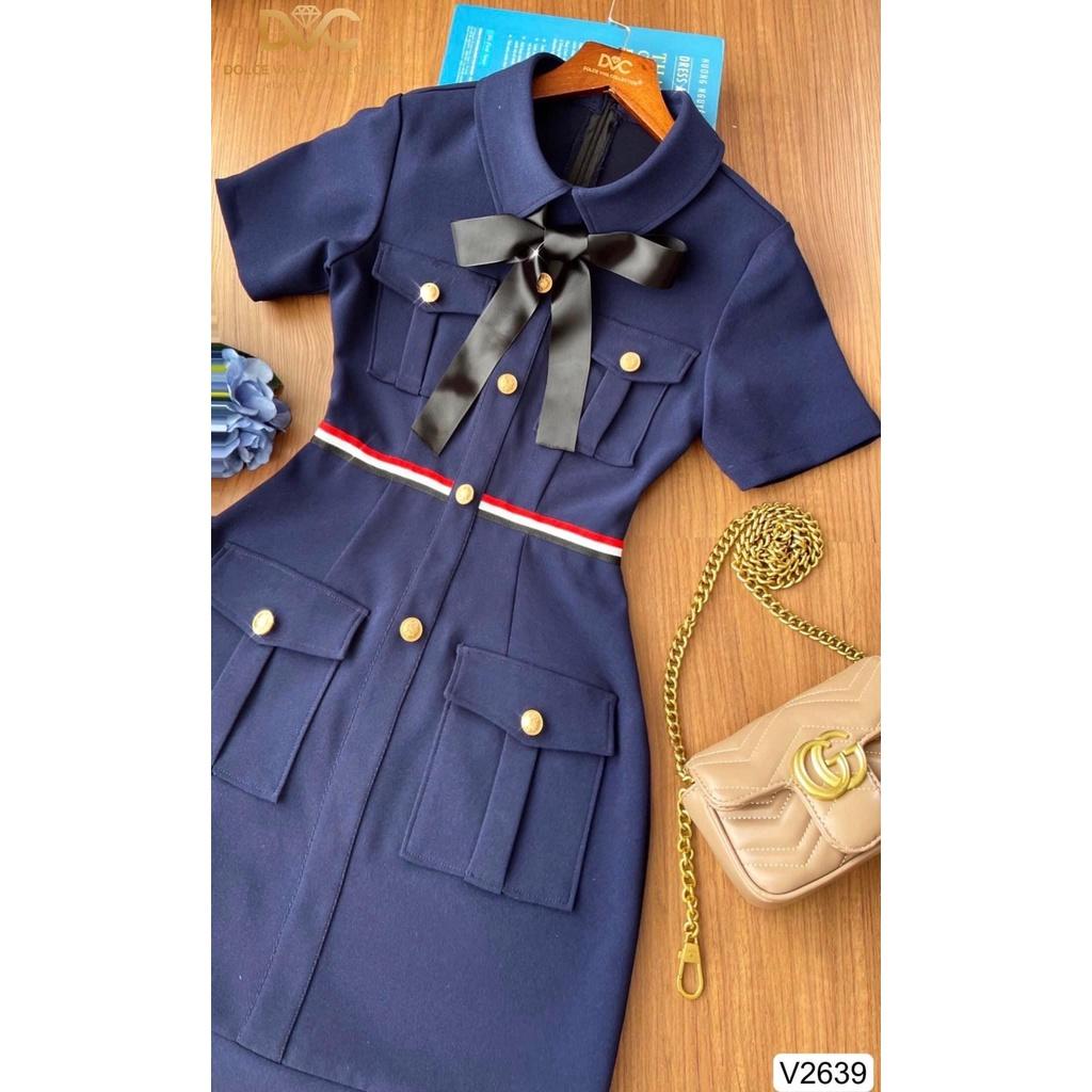 Đầm nữ dự tiệc cột nơ đính nút sang trọng nổi bật siêu xinh - tiểu thư hàn quốc dành cho các quý chị em