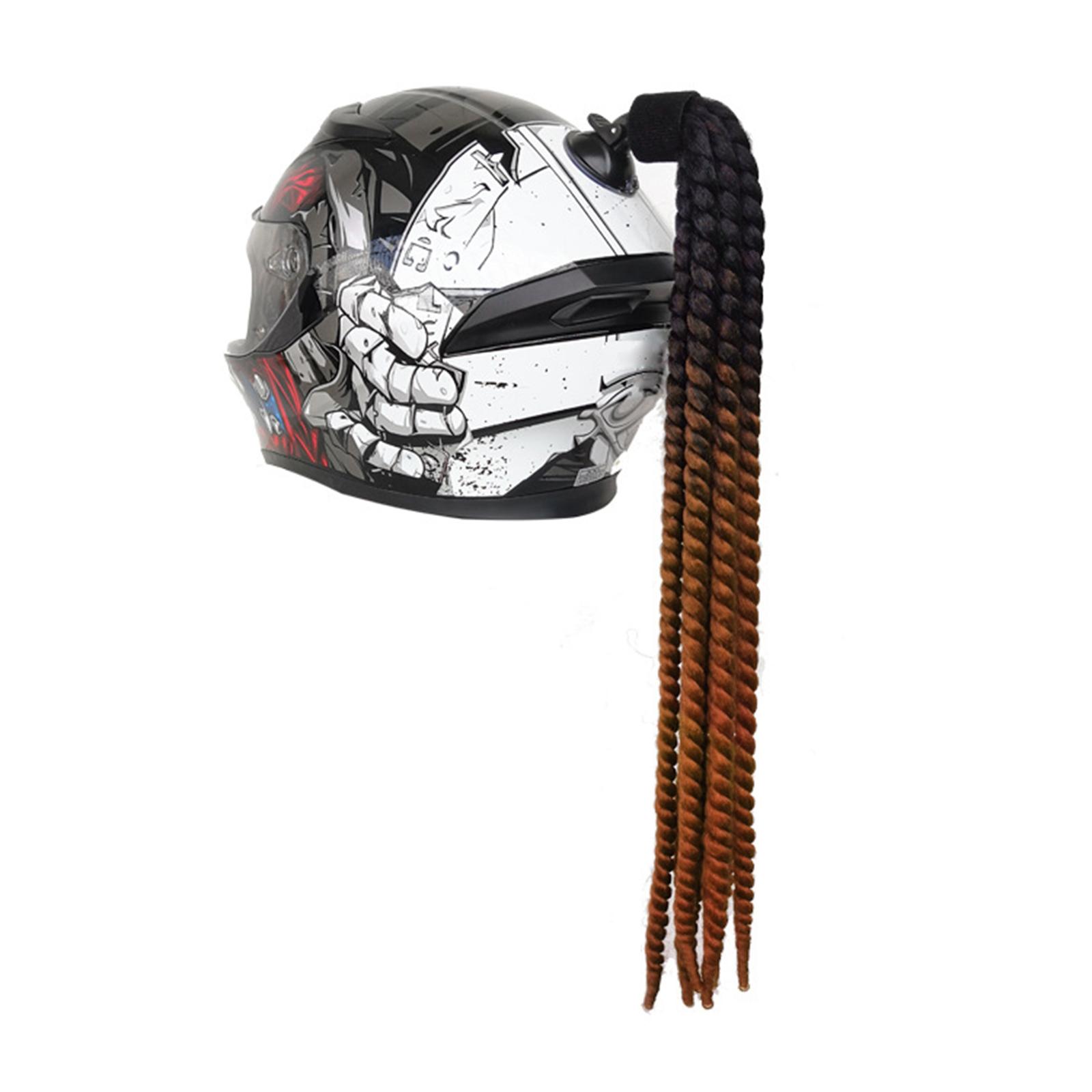 Helmet Pigtails Gradient Ramp Helmet Braids Ponytail Helmet Hair for Motorbike Motorcycle Helmet Braids Hair Tails