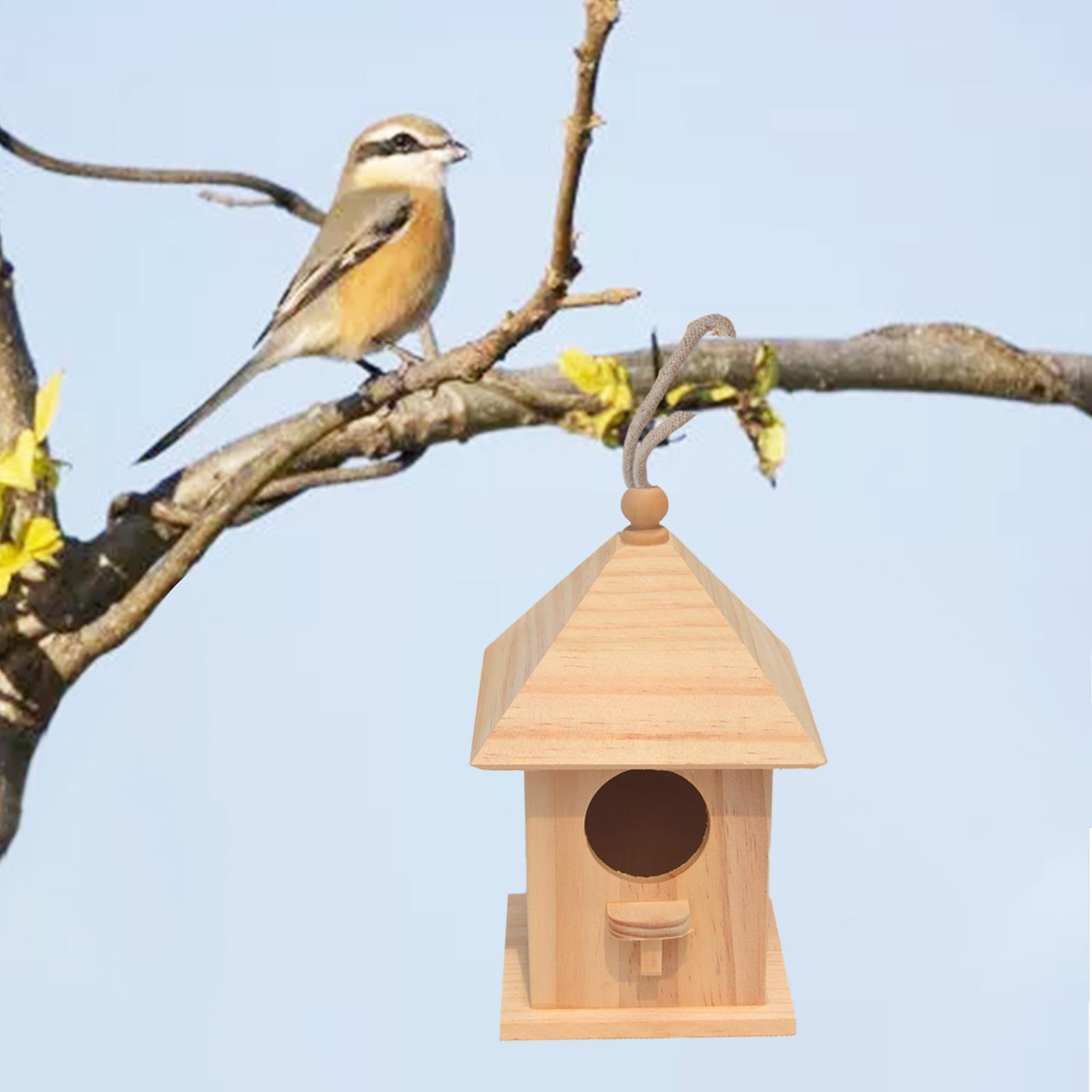 Wooden Birdhouse DIY Arts Crafts Natural Doodle Birdcage for Garden Outside