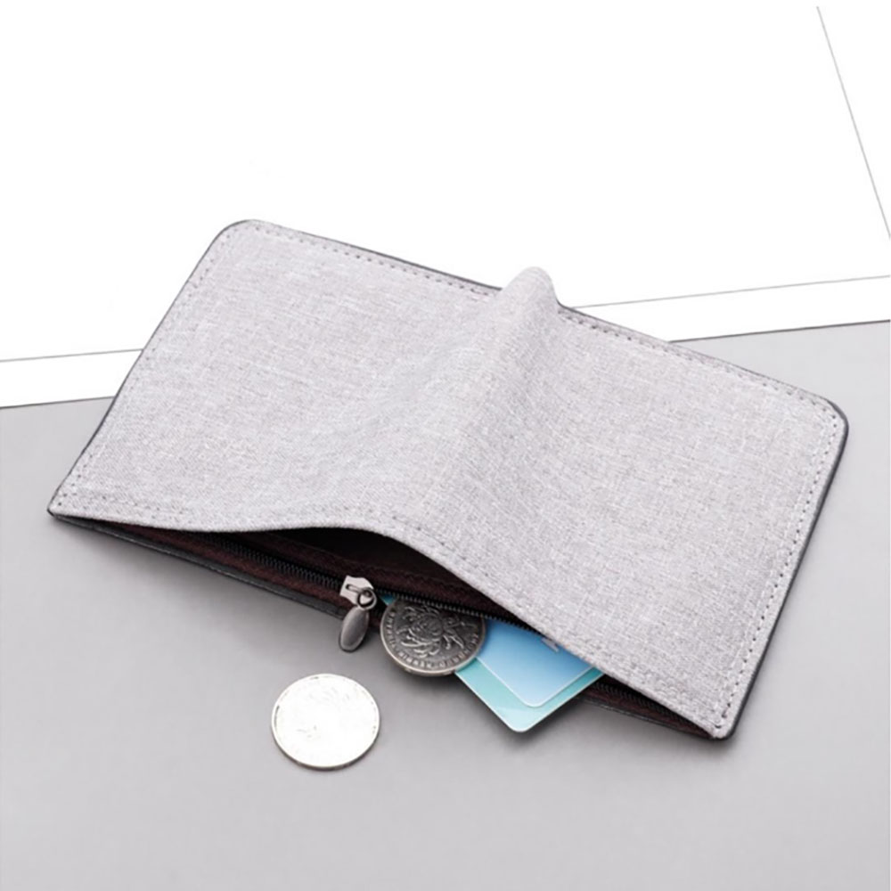 Bóp ví da nam cầm tay Classic vải Canvas trơn đựng thẻ nhỏ gọn phong cách đơn giản, thời trang