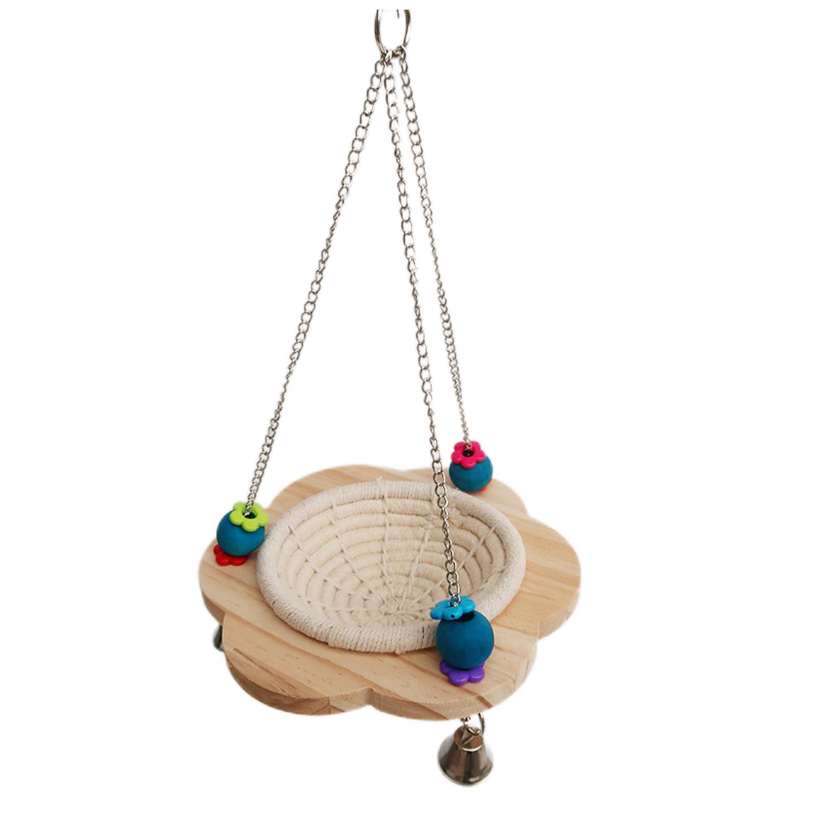 Bird Parrot Cage Toy Hammock Wooden Accessories Bird House Finches Funny A