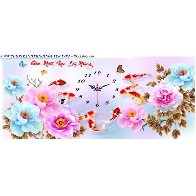 Tranh đính đá đồng hồ gia hòa vạn sự hưng -YN5358
