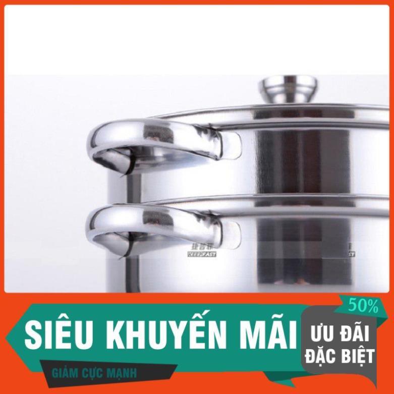 Nồi lẩu kiêm nồi hấp 2 tầng inox nắp thủy tinh cao cấp