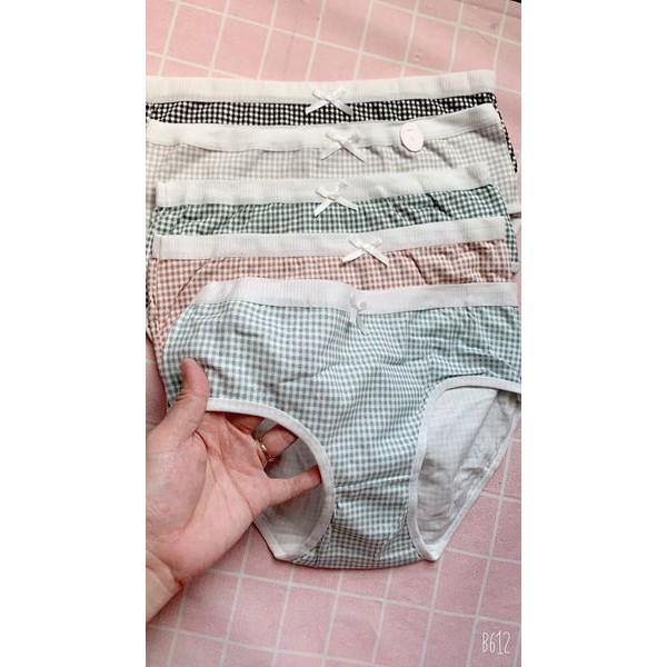 Quần lót cotton kẻ caro nơ thấm hút mồ hôi kháng khuẩn