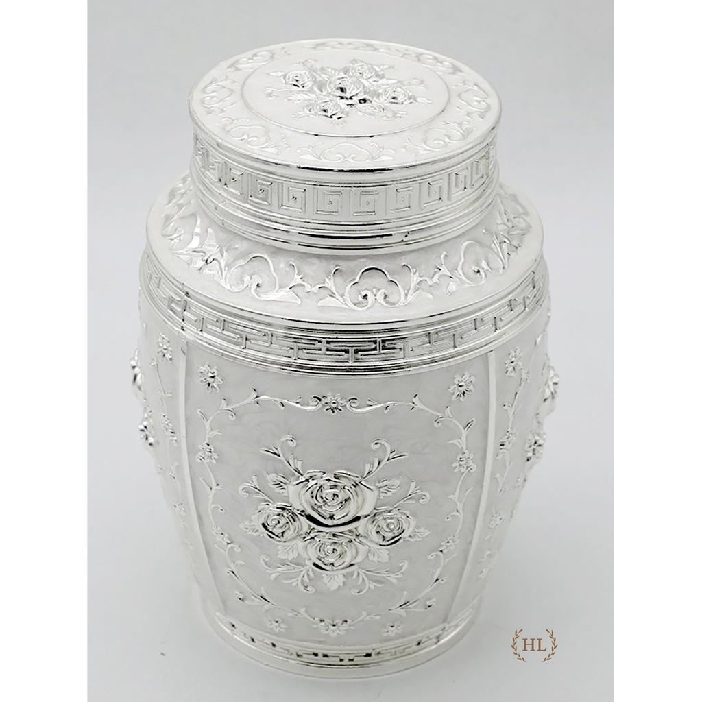 Lọ đựng chè hoa văn cổ 4 mùa | Lọ chè hợp kim đồng size To | LỌ ĐỰNG TRÀ SIZE TO | LỌ TRÀ TỨ QUÝ
