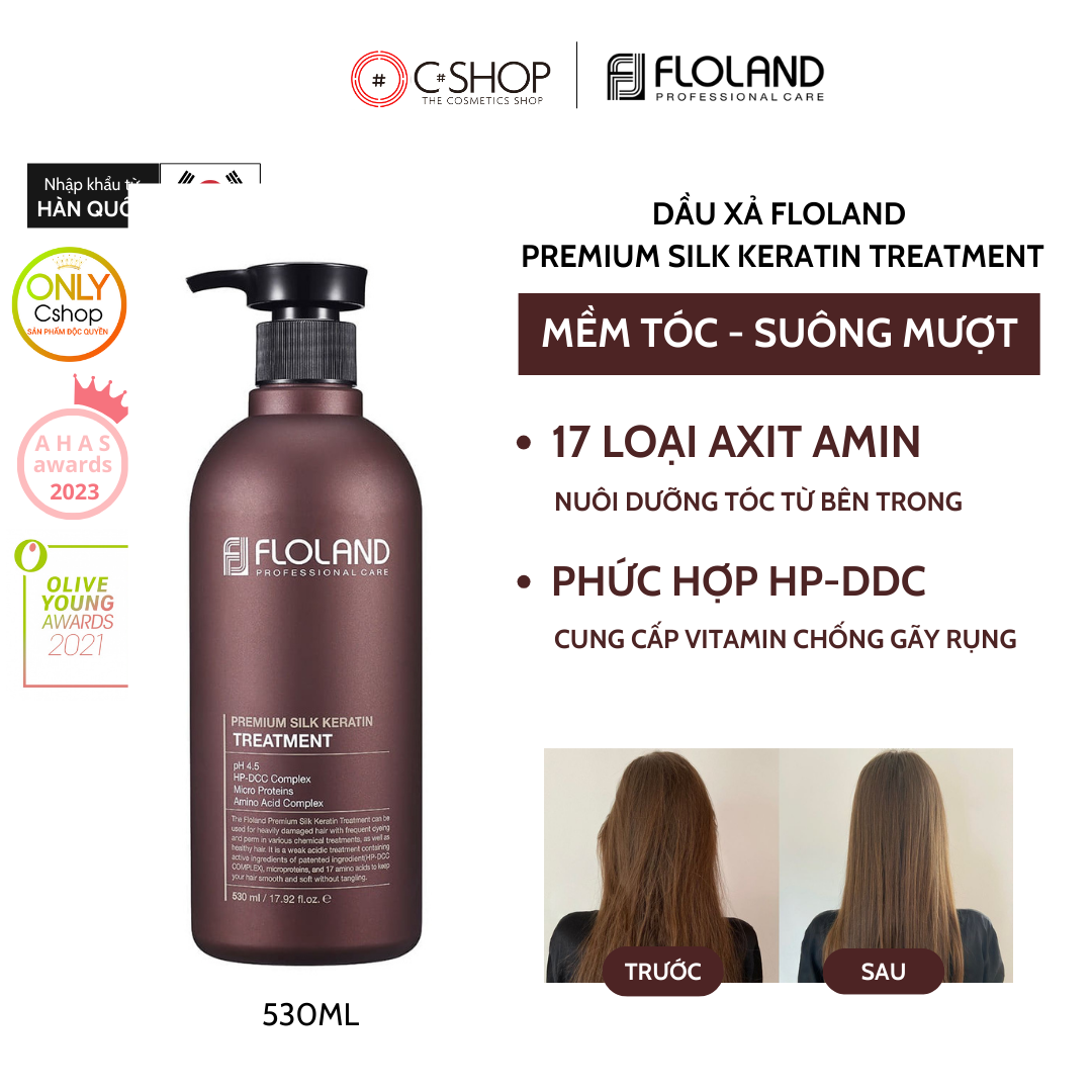 Dầu xả nuôi dưỡng tóc Floland Premium Silk Keratin Treatment