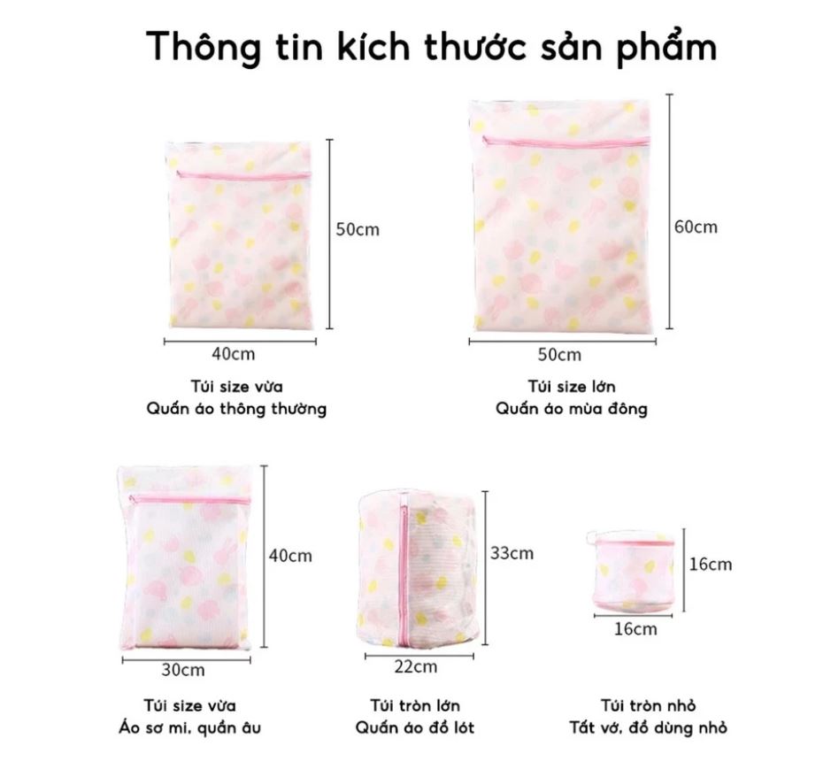 Combo 5 Túi Giặt Đựng Quần Áo, Đồ Lót Trong Máy Giặt (Giao ngẫu nhiên)