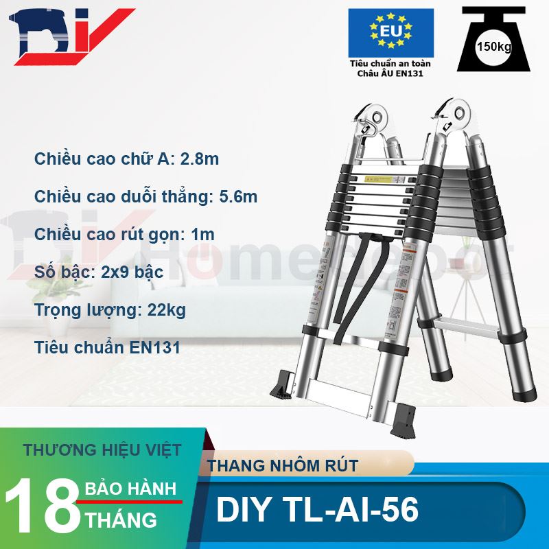 Thang nhôm rút đôi DIY TL-AI-56 Hàng chính hãng - Tiêu chuẩn EN131