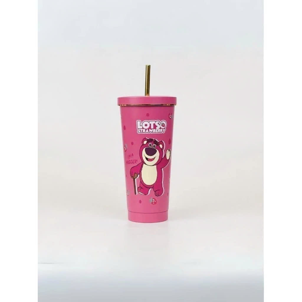 Ly Giữ Nhiệt Lotso Inox 304 Cao Cấp 750ml Kèm Ống Hút, Ly Giữ Nhiệt Gấu Dâu Hoạt Hình Dễ Thương Giữ Nhiệt 8-12h - Tặng Kèm Túi Đựng - HÀng Chính Hãng MINIIN
