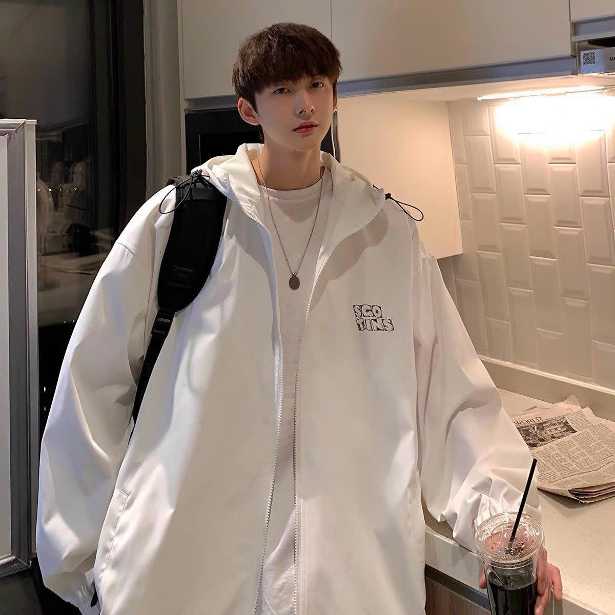 [HOT TREND] Áo Khoác Dù Bigsize Nam Nữ Có Dây Rút Kéo Ở Áo Có 2 Lớp Thiêu SCOTINS Phong Cách Trẻ Trung Mặc Mát Mẻ Mùa Hè HTM FASHION - White