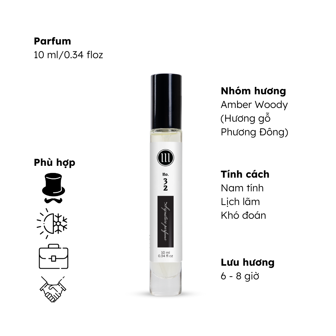 Nước hoa nam tính lịch lãm sang trọng No.32 Morra - dạng xịt 10ml