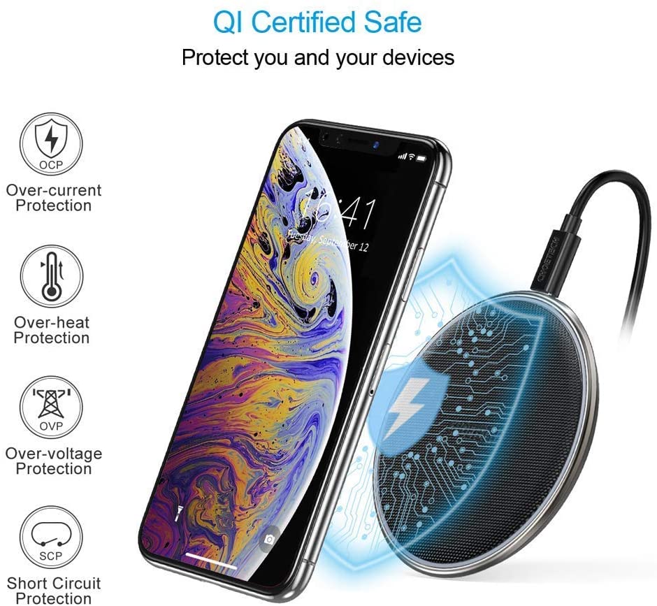 Đế sạc không dây Qi sạc nhanh 10W chuẩn MFI hiệu CHOETECH T539s cho điện thoại / Airpods 1 / 2 / Airpods Pro / iPhone trang bị chip sạc thông minh - Hàng chính hãng