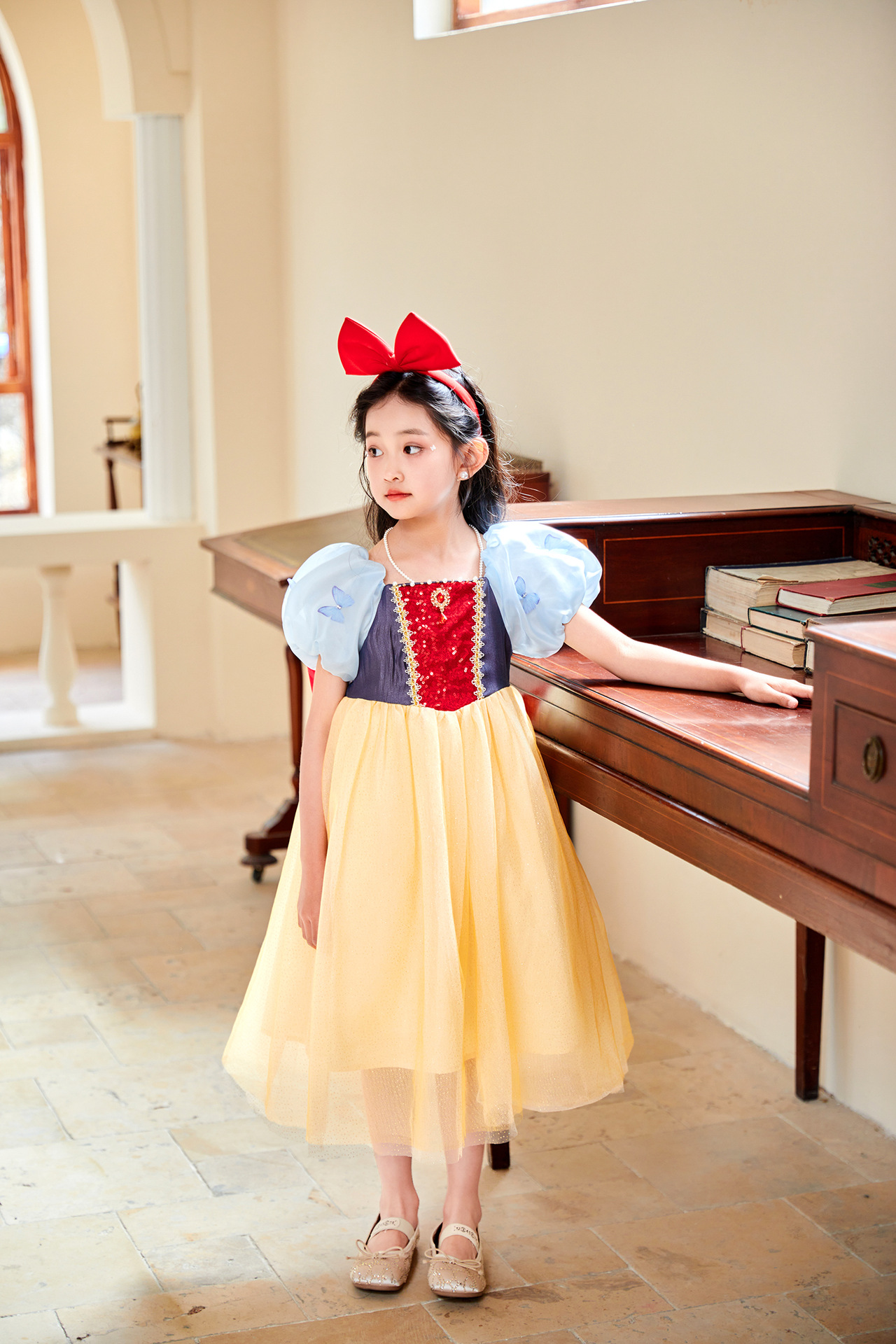 Đầm công chúa bạch tuyết cho bé gái hóa trang cosplay Halloween (tặng kèm cài tóc)