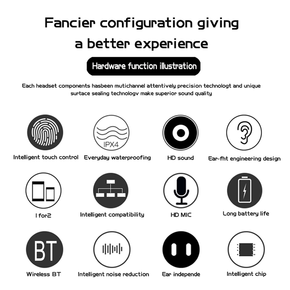 Tai nghe thể thao TWS-8 âm thanh nổi BT5.0 500mAh