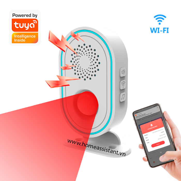 Chuông Báo Khách Kiêm Trung Tâm Báo Trộm Wifi Tuya BK01