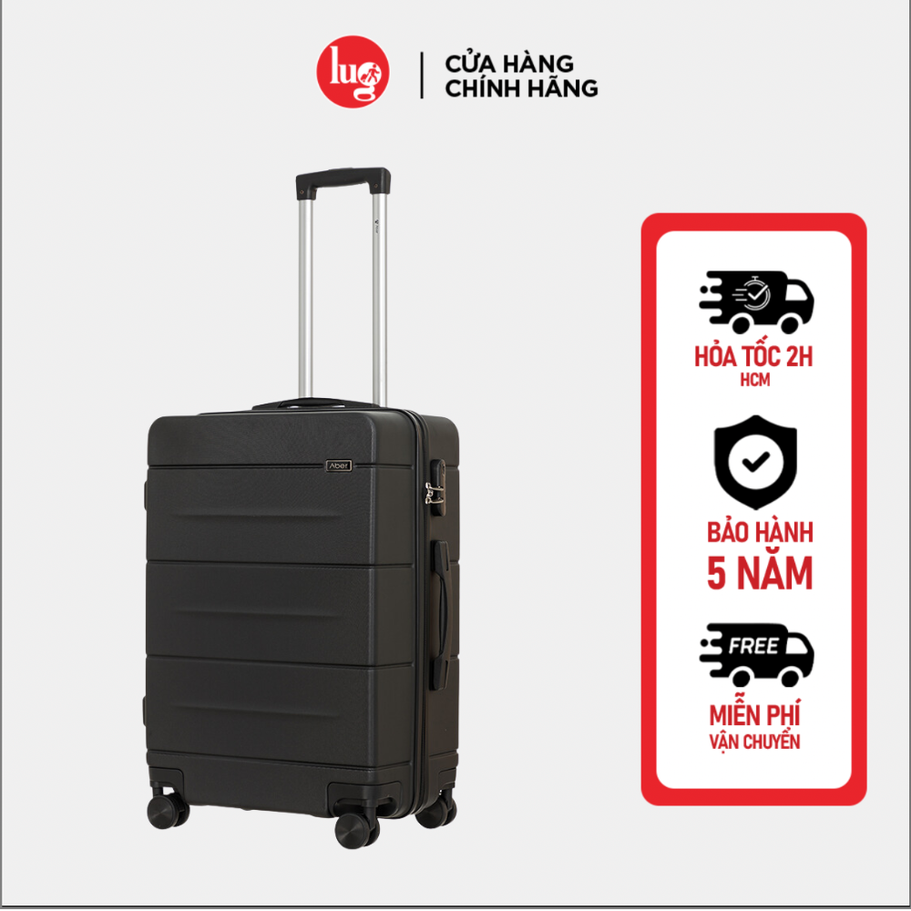 Vali Kéo Lug Aber S20S24S28 Mhl027 Nhựa Abs Hạn Chế Trầy Xước, Khóa Số Bảo Mật An Toàn - Black - 24