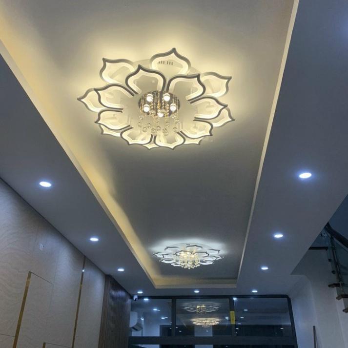 Đèn Led Ốp Trần Pha Lê Hiện Đại Trang Trí Phòng Khách, Ngủ Có Điều Khiển Từ Xa 3 Chế Độ Ánh Sáng