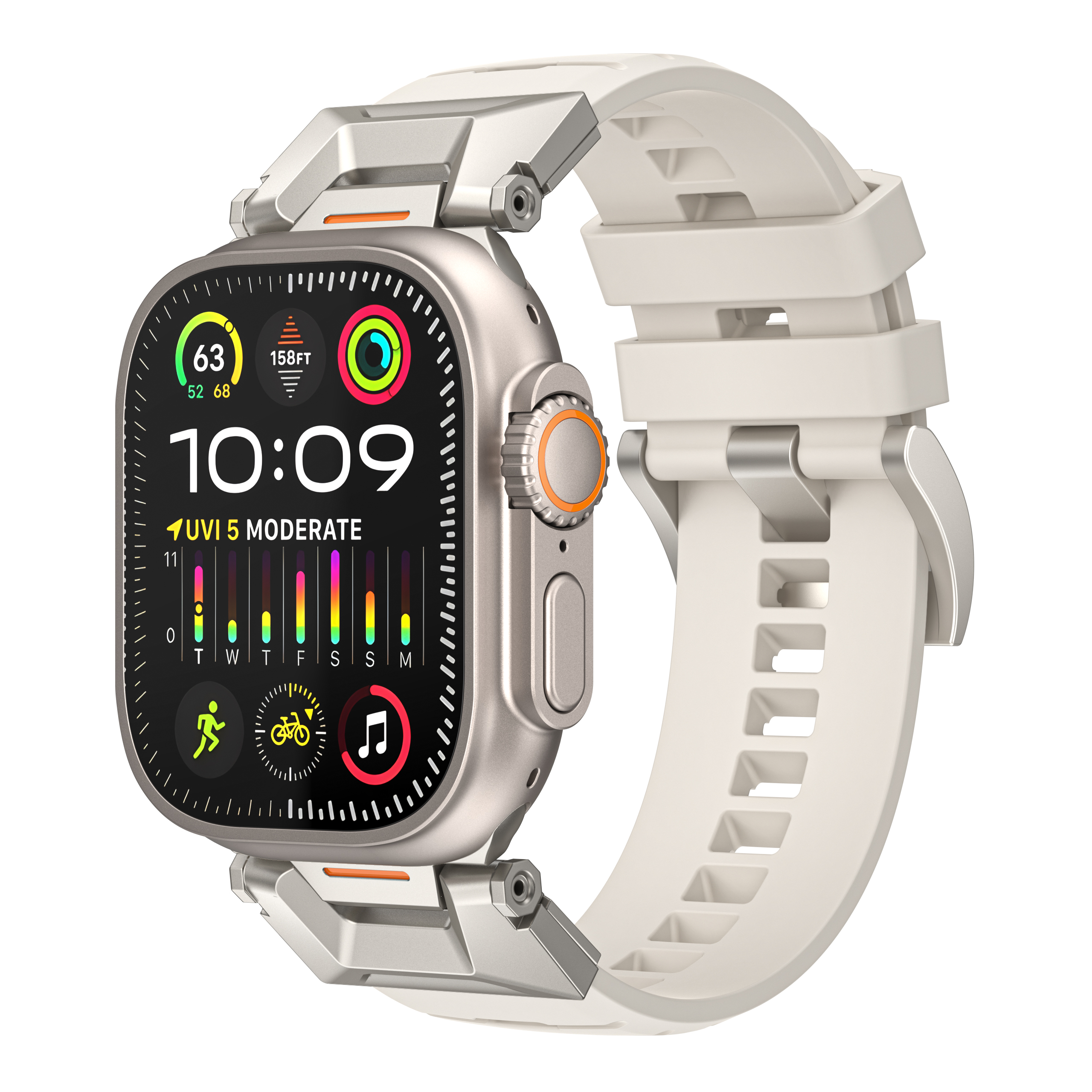 Dây Cao Su Fluororubber cho Apple Watch Ultra 1/2 &amp; Apple Watch Series 1/2/3/4/5/6/7/8/9/SE1,2 Size 42/44/45/49mm - Hàng Nhập Khẩu