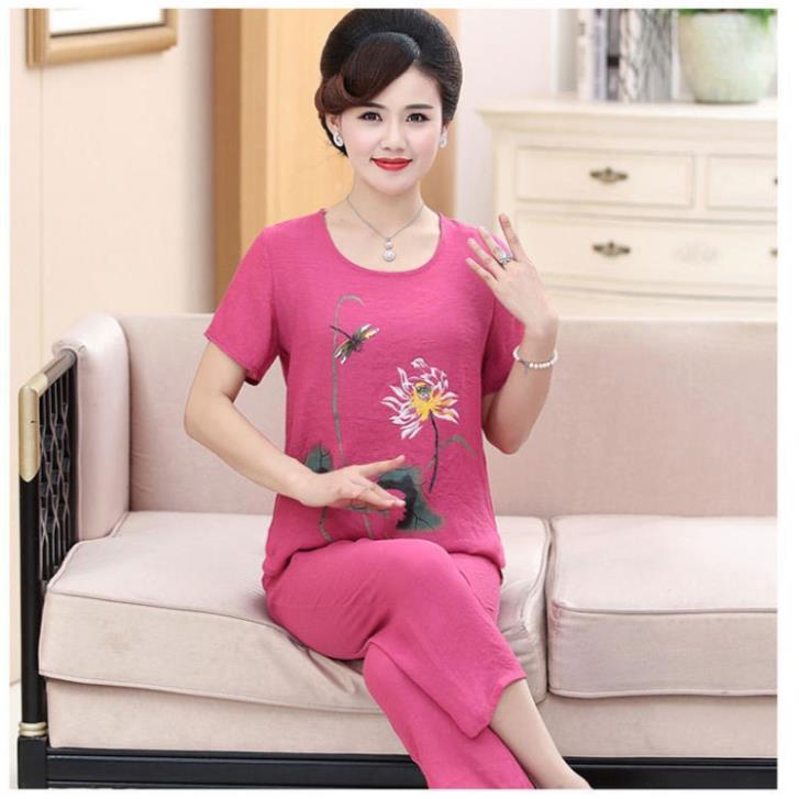 Bộ đũi sen màu cho mẹ, bộ quần áo mặc ở nhà