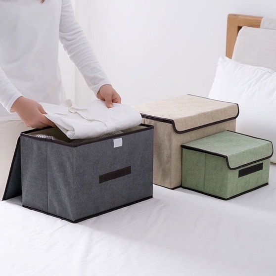 Combo 2 hộp vải đựng quần áo, giỏ vải đựng đồ tiện loại, hộp bằng vải đựng đồ lót