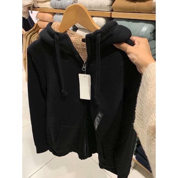 &lt;Quà tặng 1c dây buộc tóc &gt; Áo nỉ Hoodie lót lông cừu nam nữ, Áo khoác nỉ lót lông cừu - hinhin