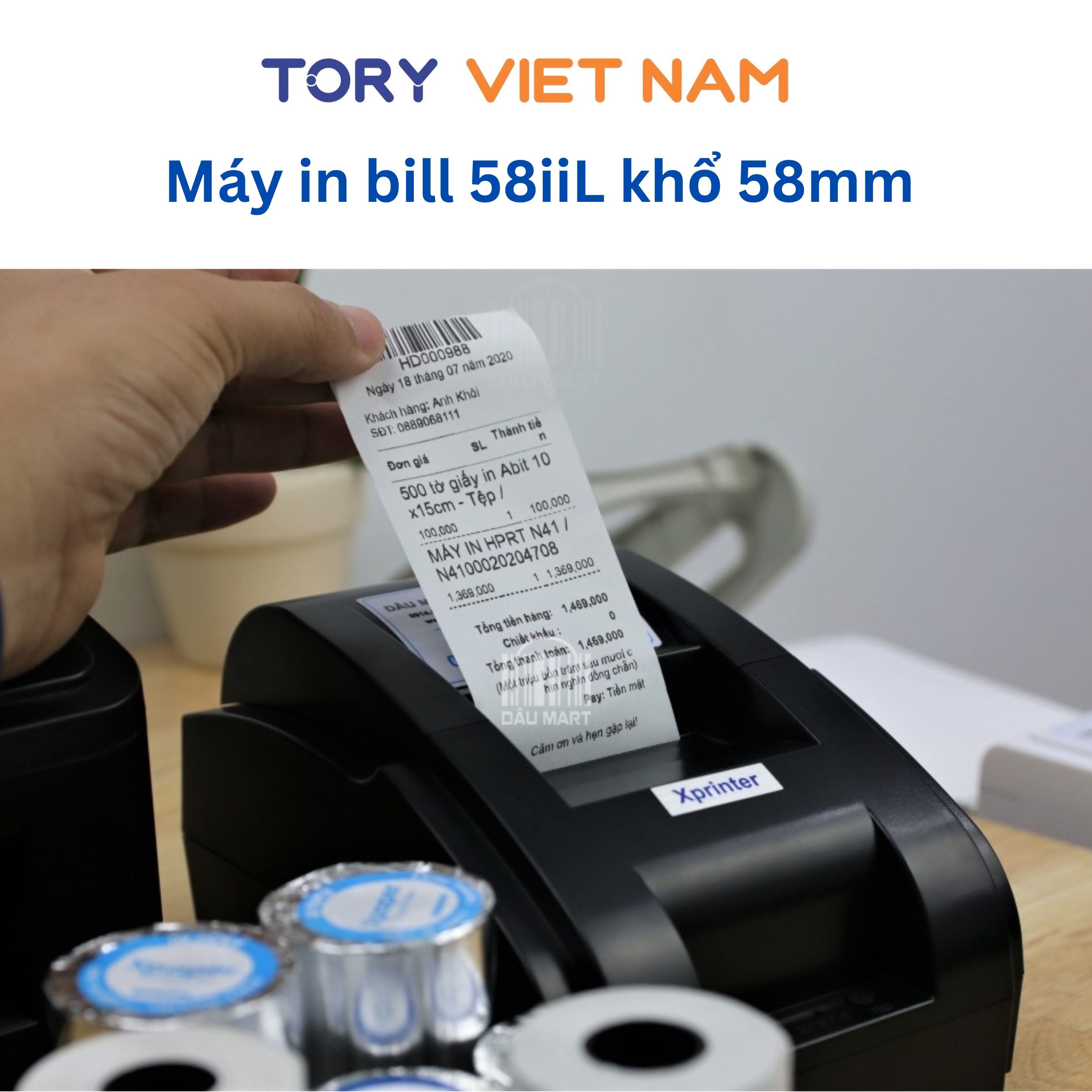 Máy in hoá đơn, in bill Xprinter XP58iiL khổ giấy 58mm kết nối USB, giá siêu rẻ