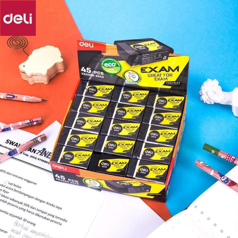 Tẩy 2B Deli, 40×22×12mm, Đen - 45 Viên/hộp - E3043
