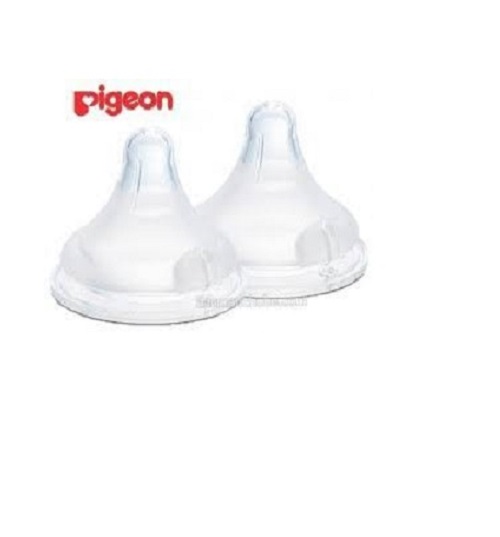 Núm vú Pigeon Cổ rộng silicone siêu mềm Plus Pigeon 2 Cái/Vỉ (Mới) SIZE L