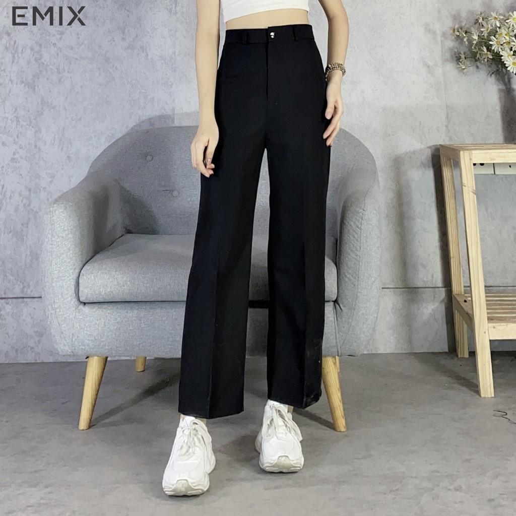 Quần tây nữ ống suông EMIX . dáng dài 100cm, cạp cao, khóa giữa, chất tuyết mưa mềm mịn, ít nhăn