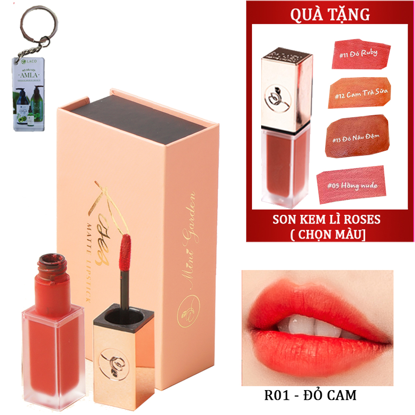 Son Kem Lì Roses Matte Lipstick MINIGARDEN TẶNG kèm 1 son roses chọn màu + móc khóa