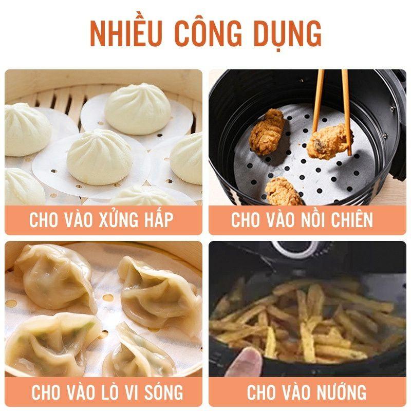 Giấy nến đục lỗ 100 tờ cho nồi chiên không dầu