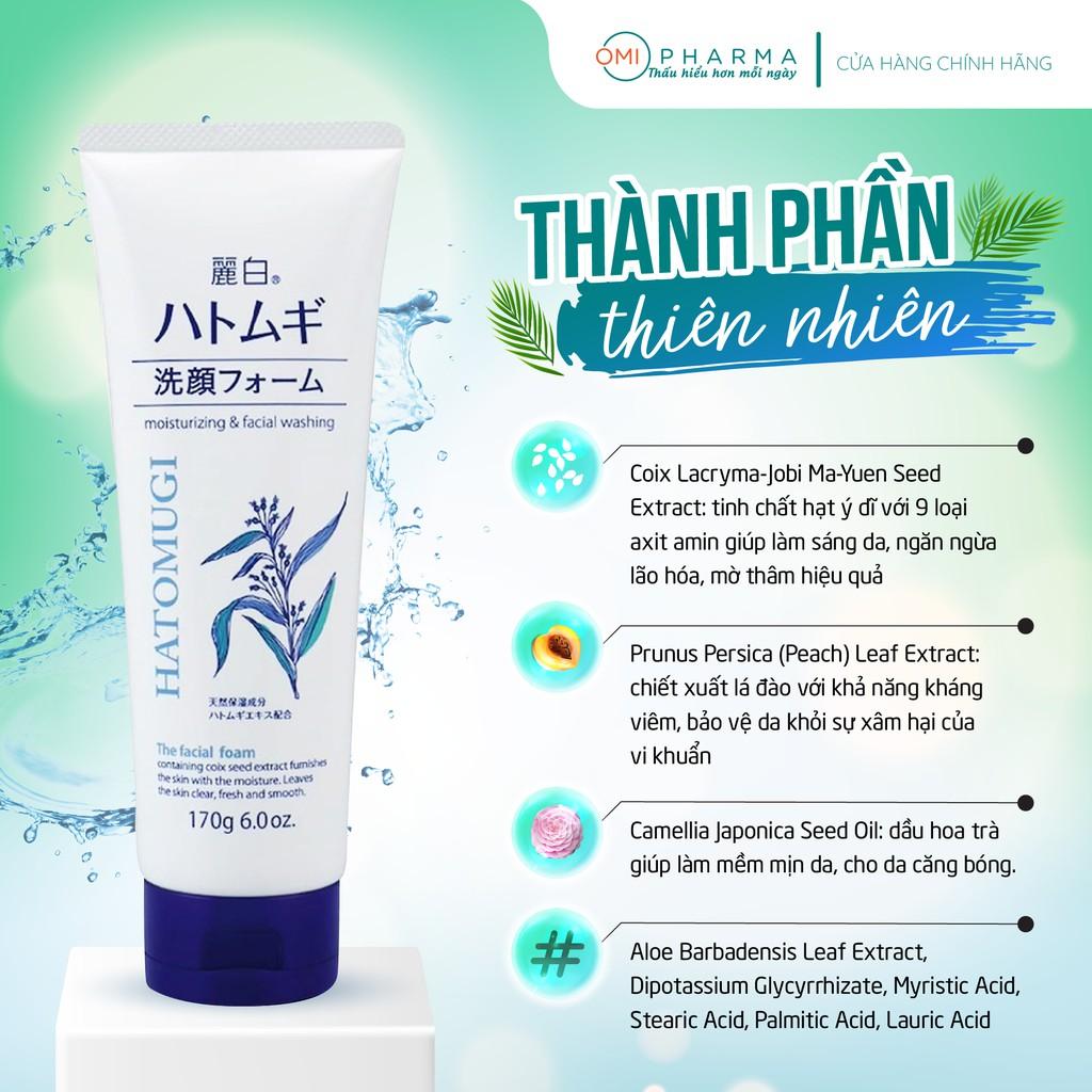 Sữa rửa mặt trắng da Hatomugi Cleansing Foam hạt Ý Dĩ