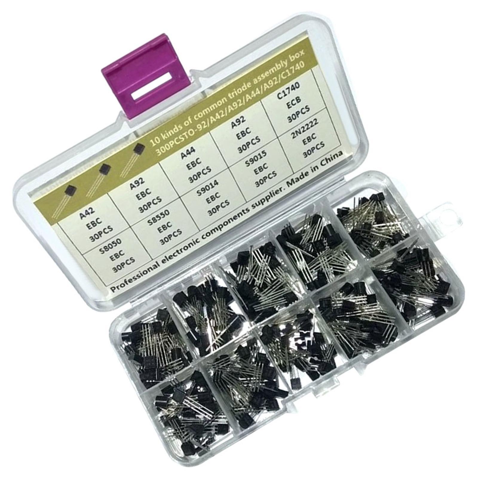 300Pcs 10 Values Transistor Assortment Kit, to-92 DIY Electronic Circuit 2N2222