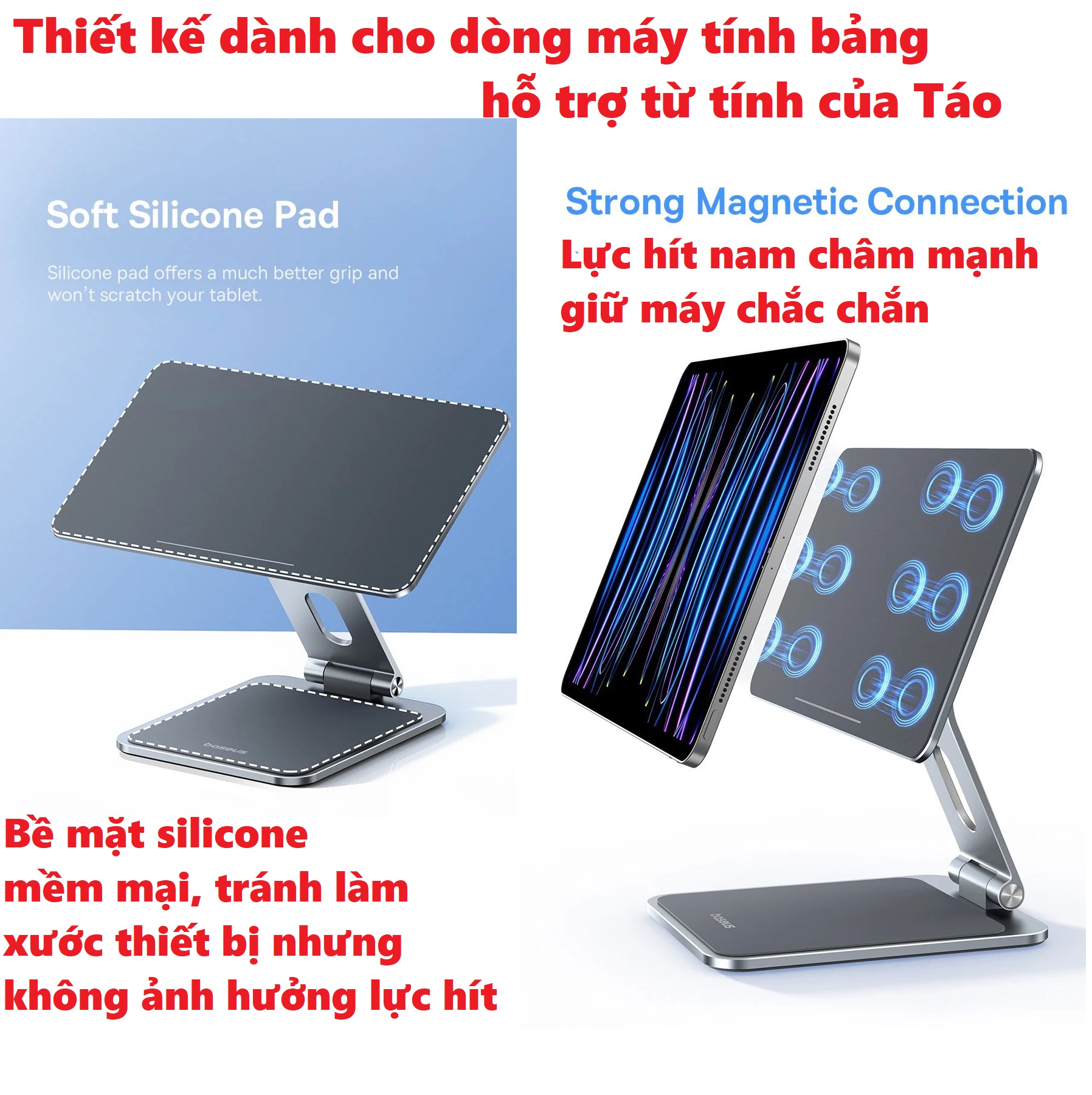 Giá đỡ ipad hít nam châm hợp kim nhôm cao cấp dạng xếp hiện đại Baseus BS HP011 _  hàng chính hãng