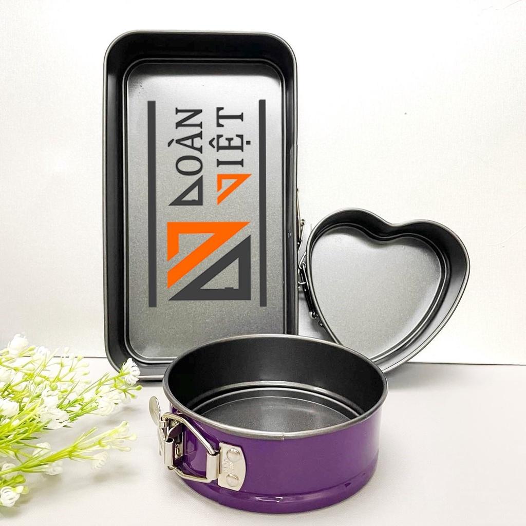 SẮC MÀU với Bộ Khuôn Gài Chống dính Hình TIM TRÒN CHỮ NHẬT. Khuôn Bánh Bông Lan KHUÔN GÀI ĐẾ RỜI Thép Carbon Không Dính