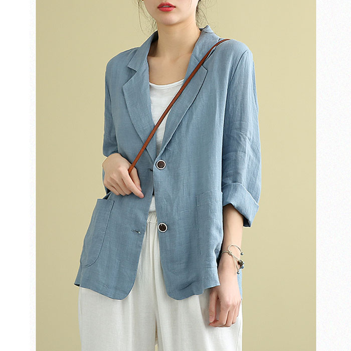 Giảm giá Set vest, blazer nữ linen cao cấp - màu xanh coban - Mua Thông Minh