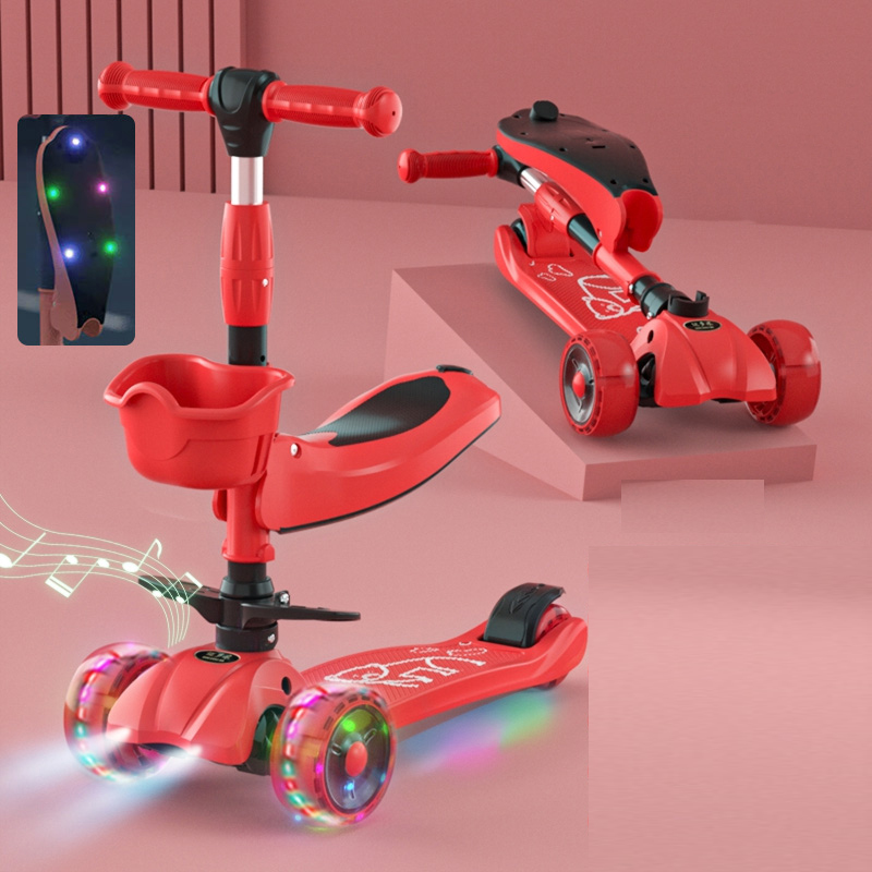 Xe scooter 3 bánh tự cân bằng, 3in1 có ghế gấp gọn, xe chòi chân thăng bằng , xe trượt 3 bánh có nhạc và đèn chiếu sáng )