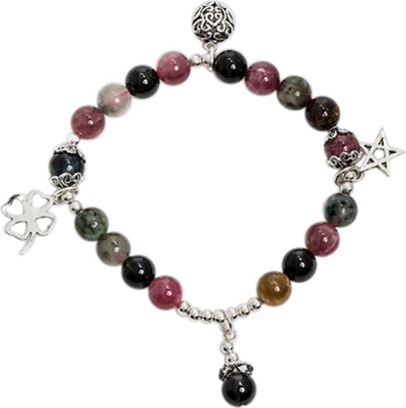 Vòng Tay Tourmaline 6mm Đa Sắc Charm Trái Tim Ngọc Quý Gemstones VT136