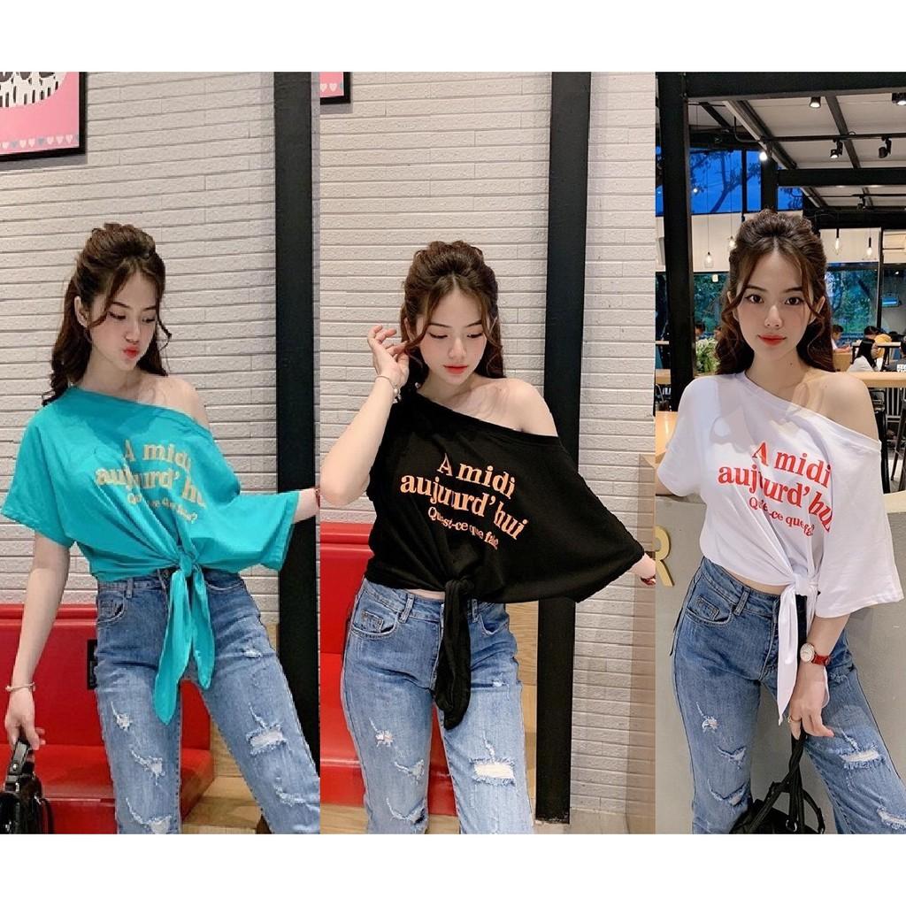 ÁO THUN CROPTOP FORM RỘNG TAY LỠ ULZZANG - ÁO NHÓM CROP NGẮN TAY CỘT BỤNG 21