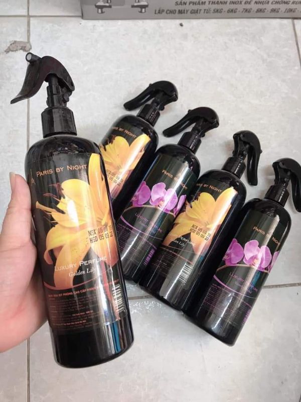 Nước hoa xịt phòng cao cấp Paris by night 500ml khử mùi thuốc lá, hạn chế ruồi muỗi - Tặng 1 đôi găng tay cao su siêu dai