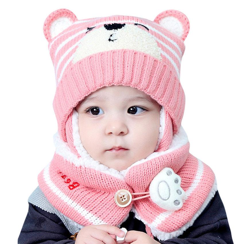 Unisex Trẻ Em Phim Hoạt Hình Gấu Sọc Mũ Và Khăn Quàng Bé Cap Set Cô Gái Cậu Bé Cap Scarf Set Trẻ Em Mùa Đông Earmuffs Hat khăn Ấm Phù Hợp Với
