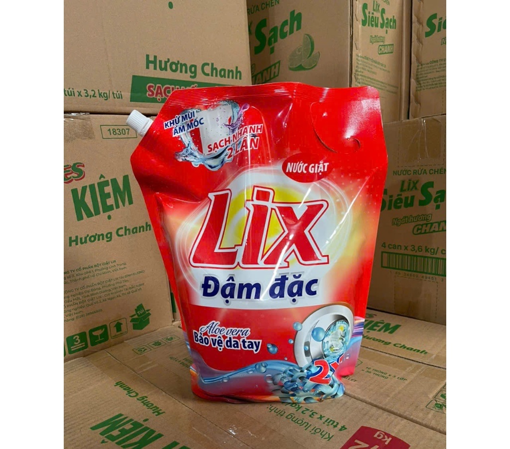 Nước giặt Lix Đậm Đặc Hương Hoa Túi 3.2Kg - Tẩy Sạch Cực Mạnh Vết Bẩn - NG003