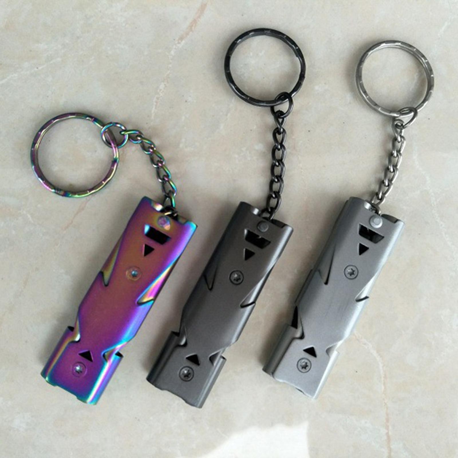 Stainless Steel Outdoor Survival Whistle with Keychain