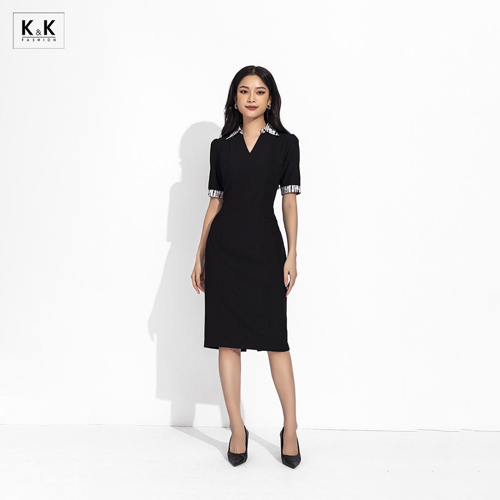Đầm ôm công sở cổ sơ mi K&amp;K Fashion KK150-30 Chất Liệu Tuyết Ý