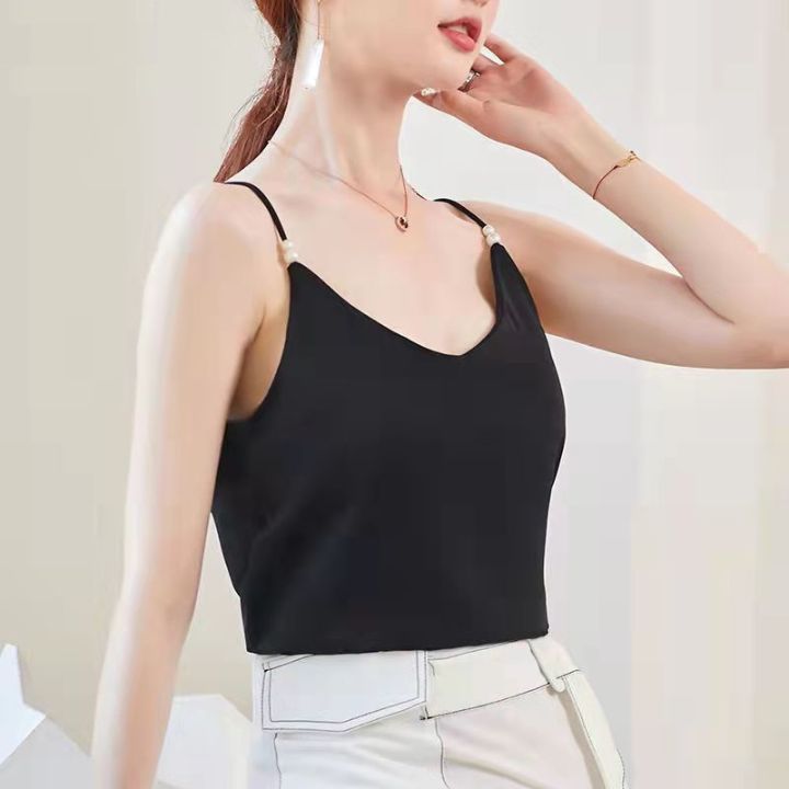 Áo 2 Dây Nữ New Design Đính Ngọc Trai Mẫu Mới, Lụa Satin Mịn Mát, Phong Cách Vintage Trẻ Trung, Áo Có Nhiều Màu Và Đủ Size AO0004